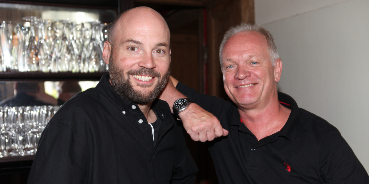 Jungbluth-Inhaber Andre Sawahn mit dem Weinhändler Gunnar Tietz